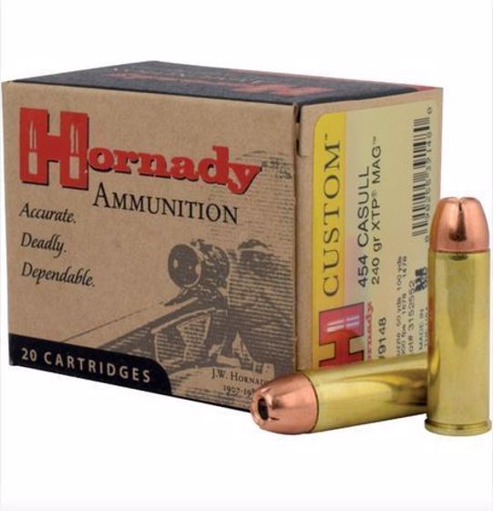 Hornady Custom Ammunition 454 Casull 240 Grain XTP Jacketed Hollow Point Box of 500 Rds